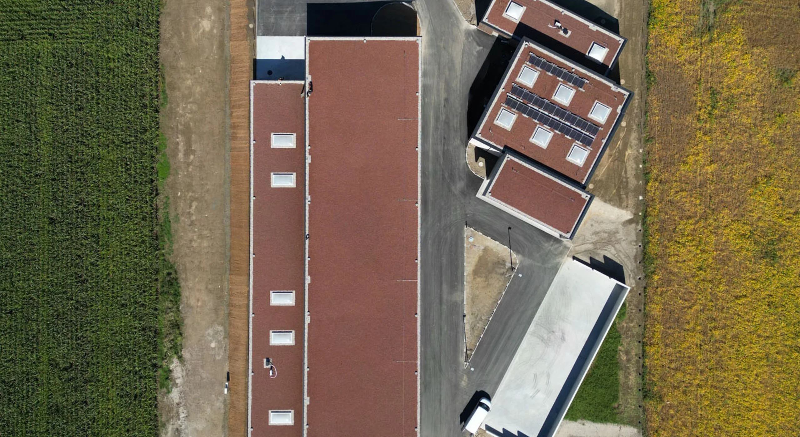 Vogelperspektive des Werkstoffzentrum Neubaus in Pielachtal Prinzersdorf