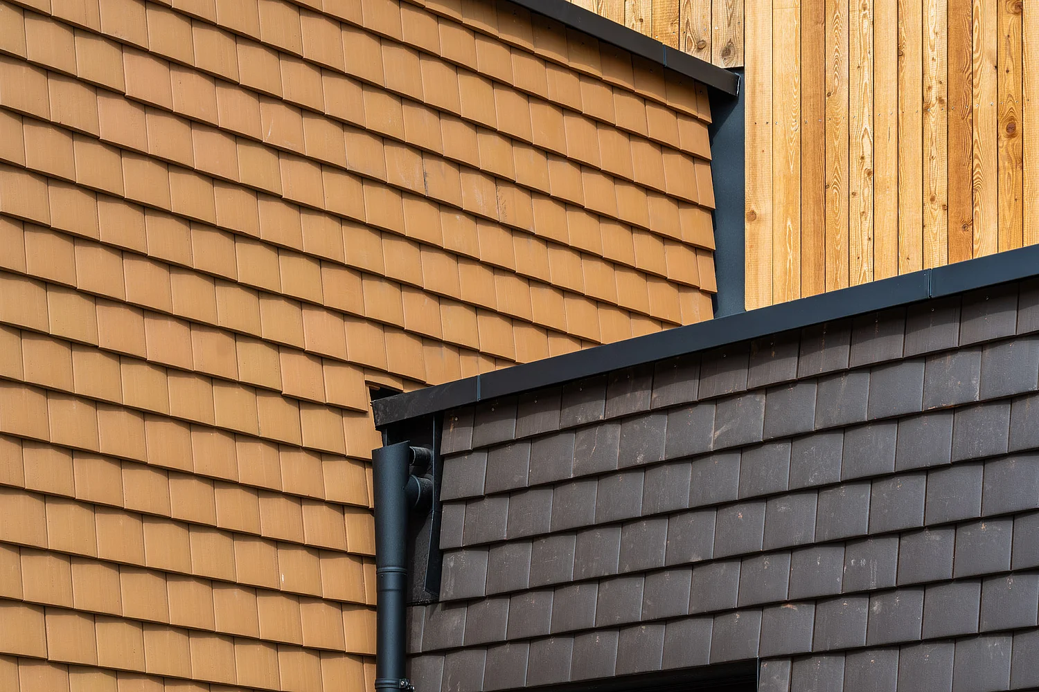 Nahaufnahme der Fassade des Kindergarten Zubaus in Weinburg